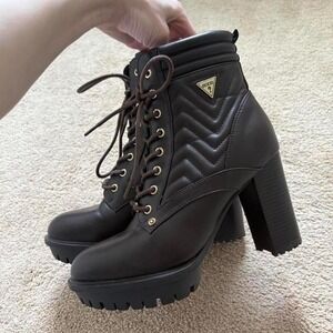 y2k 2000s guess platform lace up ankle boots chunky heel moto grunge